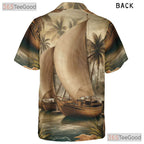 Vintage Island Nautical Sailing Palm Tree Hawaiian Tee Unisex Beach Outfit