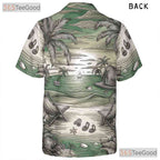 Vintage Island Sketch Sunset Palm Tree Beach Hawaiian Shirt Unisex Apparel