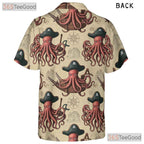 Vintage Nautical Kraken Hawaiian Tee- Unisex Pirate Map Ocean Theme Apparel