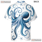 Vintage Octopus Print Unisex Hawaiian Shirt- Retro Short Sleeve Ocean Apparel