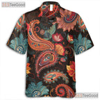 Vintage Paisley Flower Hawaiian Tee - Adult Colorful Boho Festival Shirt
