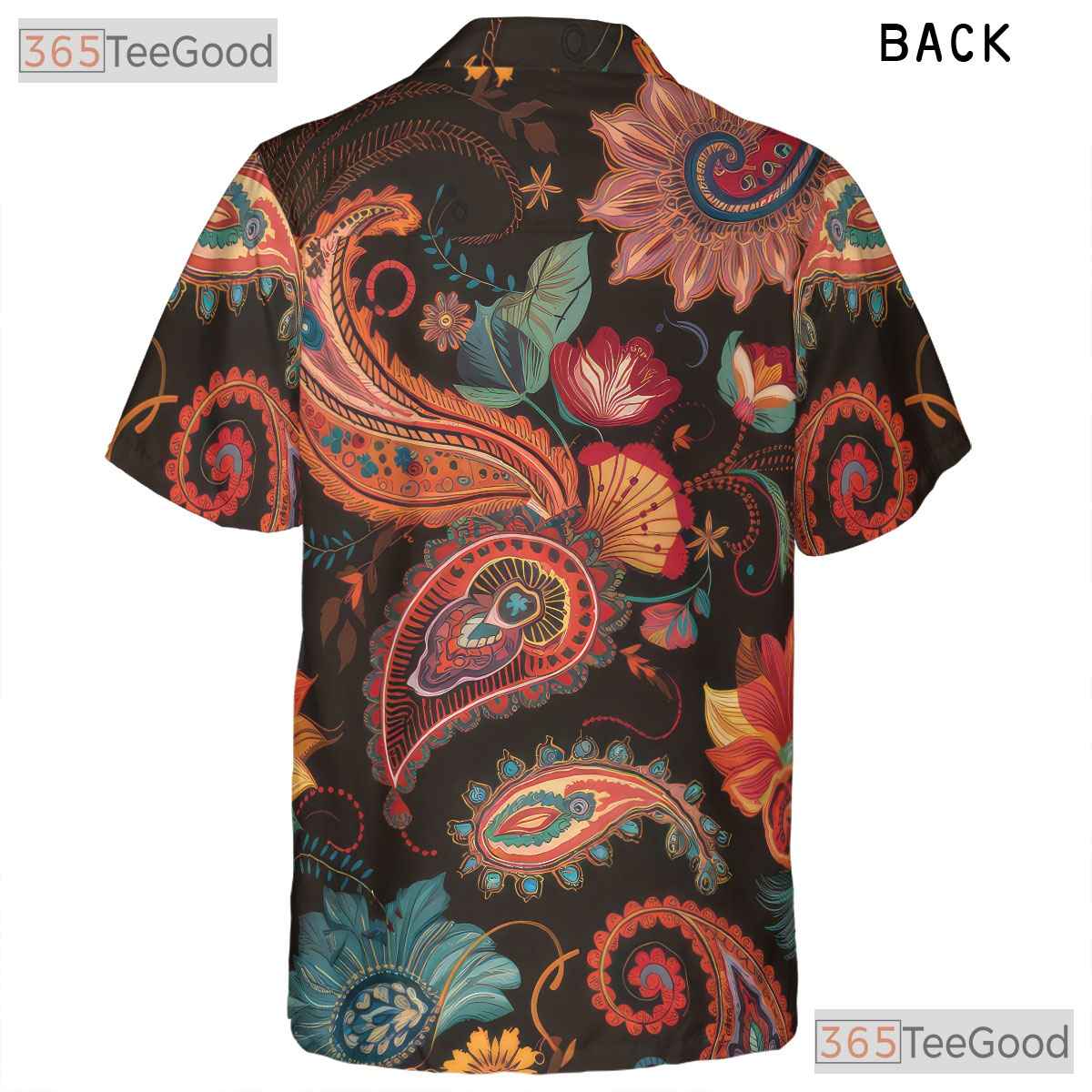 Vintage Paisley Flower Hawaiian Tee - Adult Colorful Boho Festival Shirt