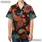 Vintage Paisley Flower Hawaiian Tee - Adult Colorful Boho Festival Shirt