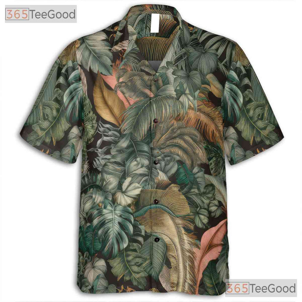 Vintage Palm Leaves Aloha Hawaiian Shirt Unisex Beach Summer Top Outfit