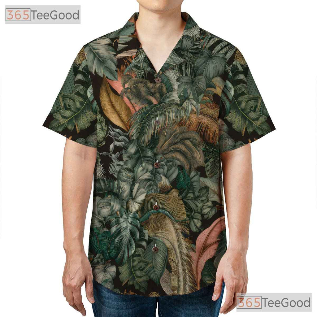 Vintage Palm Leaves Aloha Hawaiian Shirt Unisex Beach Summer Top Outfit