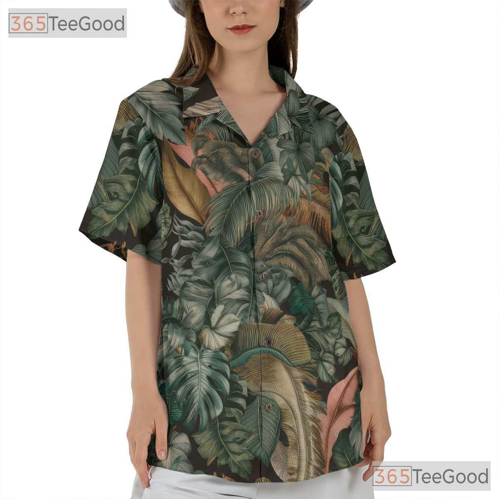 Vintage Palm Leaves Aloha Hawaiian Shirt Unisex Beach Summer Top Outfit