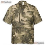 Vintage Palm Tree Camouflage Hawaiian Shirt Unisex Tropical Aloha Beach Outfit