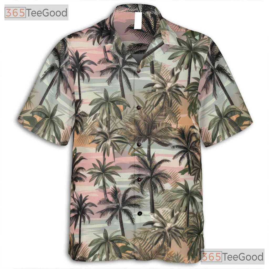 Vintage Palm Tree Sunset Beach Aesthetic Hawaiian Shirt Unisex Tropical Top