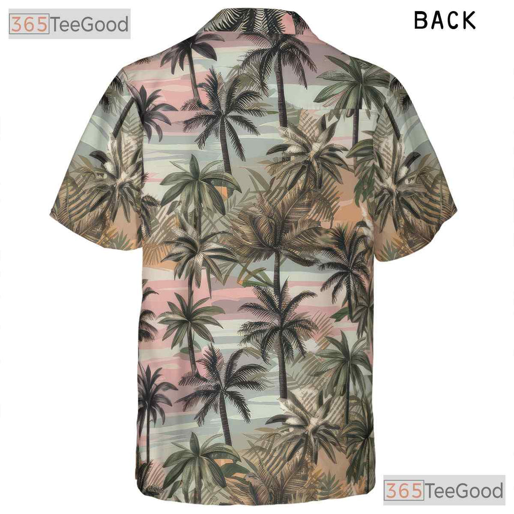 Vintage Palm Tree Sunset Beach Aesthetic Hawaiian Shirt Unisex Tropical Top