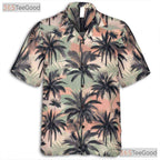 Vintage Palm Tree Tropical Sunset Hawaiian Shirt Unisex Beach Style Summer Tee