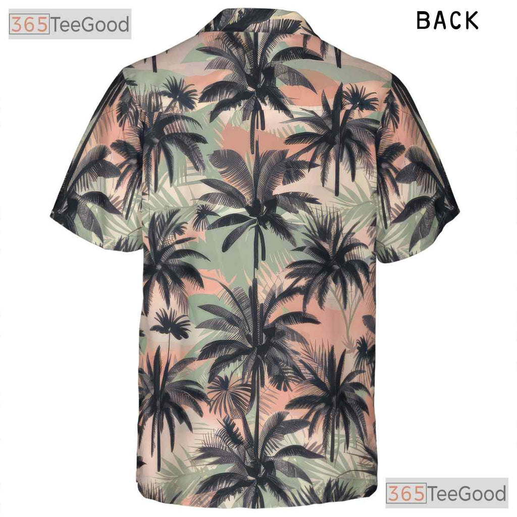 Vintage Palm Tree Tropical Sunset Hawaiian Shirt Unisex Beach Style Summer Tee