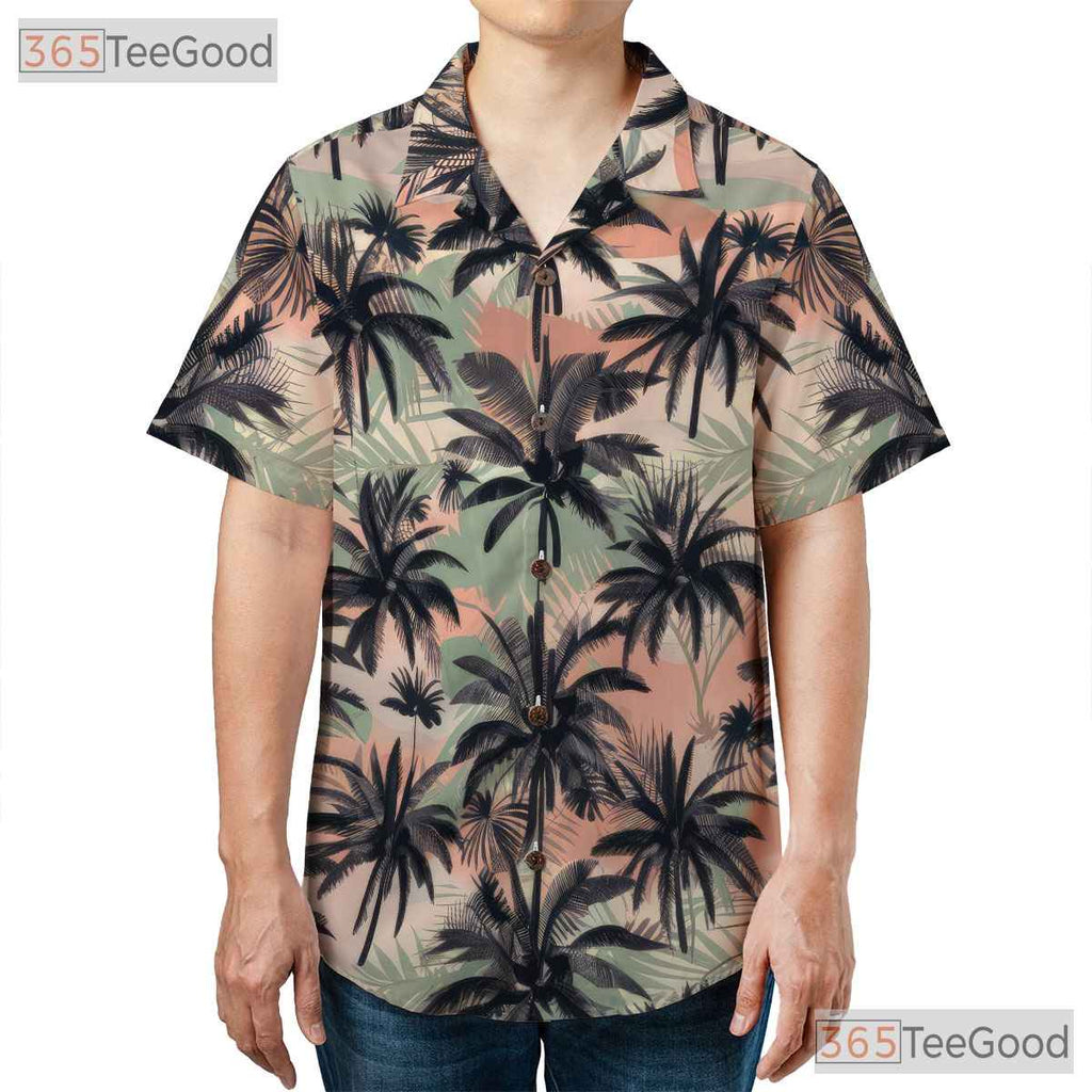 Vintage Palm Tree Tropical Sunset Hawaiian Shirt Unisex Beach Style Summer Tee