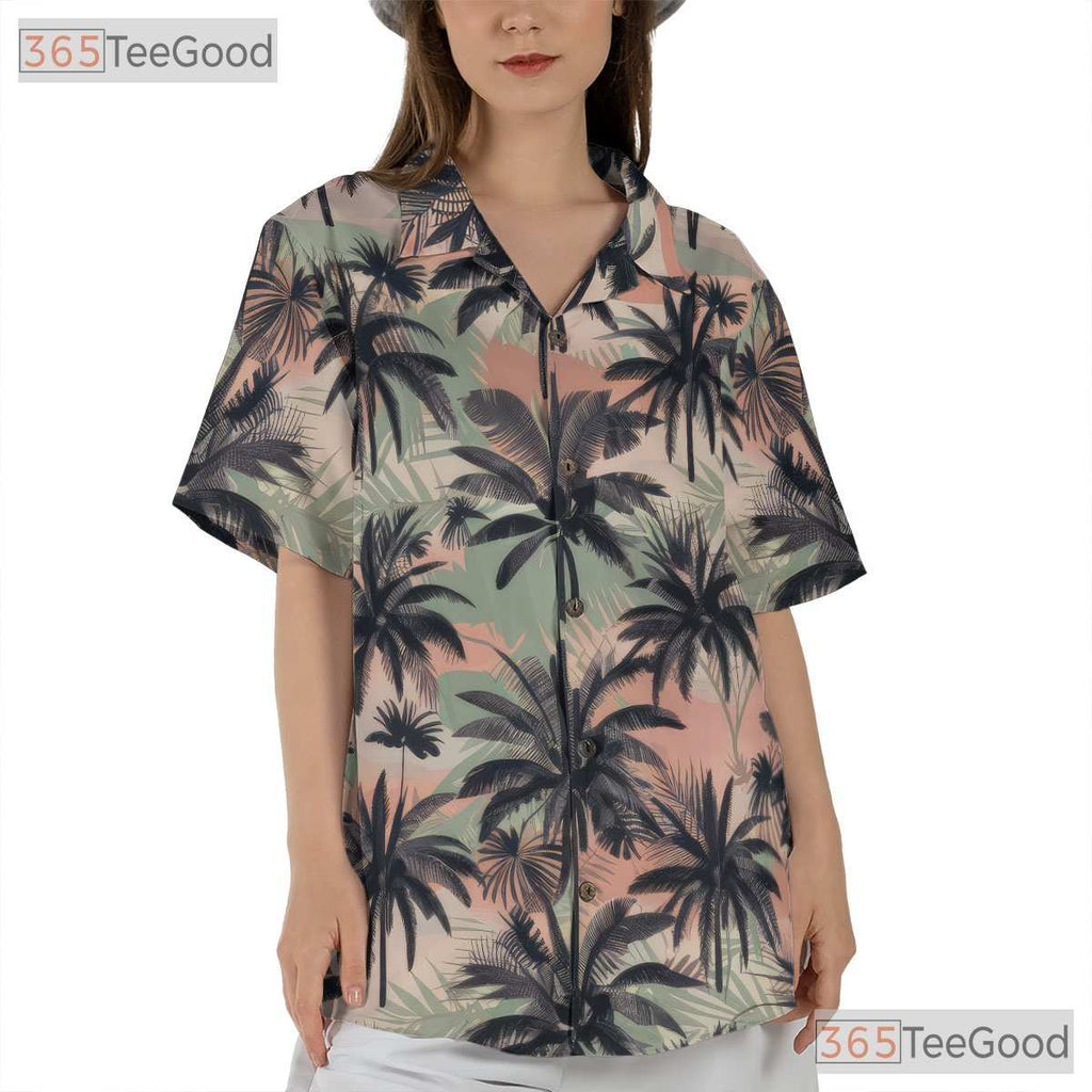 Vintage Palm Tree Tropical Sunset Hawaiian Shirt Unisex Beach Style Summer Tee