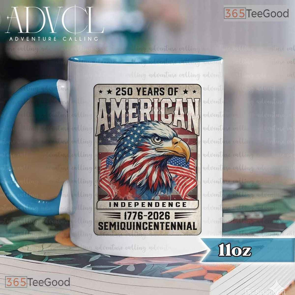 Vintage Patriotic Eagle Mug - 250 Years of American Independence 1776-2026 Ceramic Mug