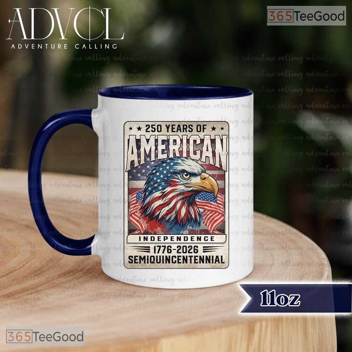 Vintage Patriotic Eagle Mug - 250 Years of American Independence 1776-2026 Ceramic Mug