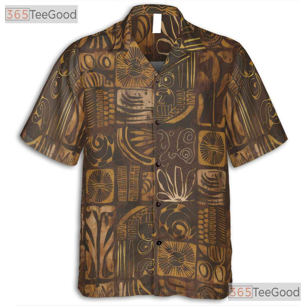 Vintage Polynesian Island Tribal Print Hawaiian Tee Unisex Summer Beach Outfit
