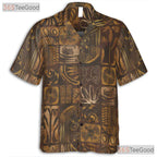Vintage Polynesian Island Tribal Print Hawaiian Tee Unisex Summer Beach Outfit