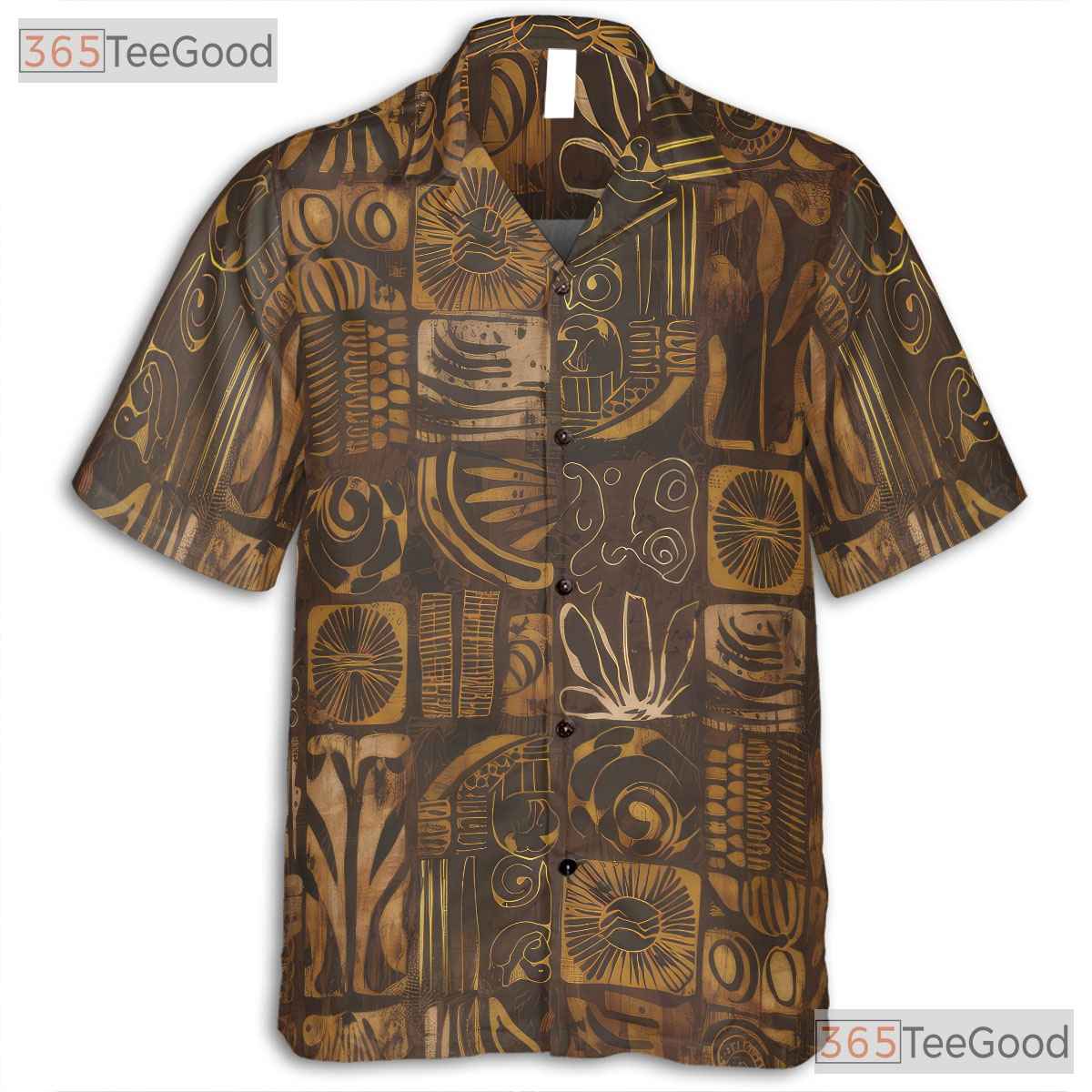 Vintage Polynesian Island Tribal Print Hawaiian Tee Unisex Summer Beach Outfit