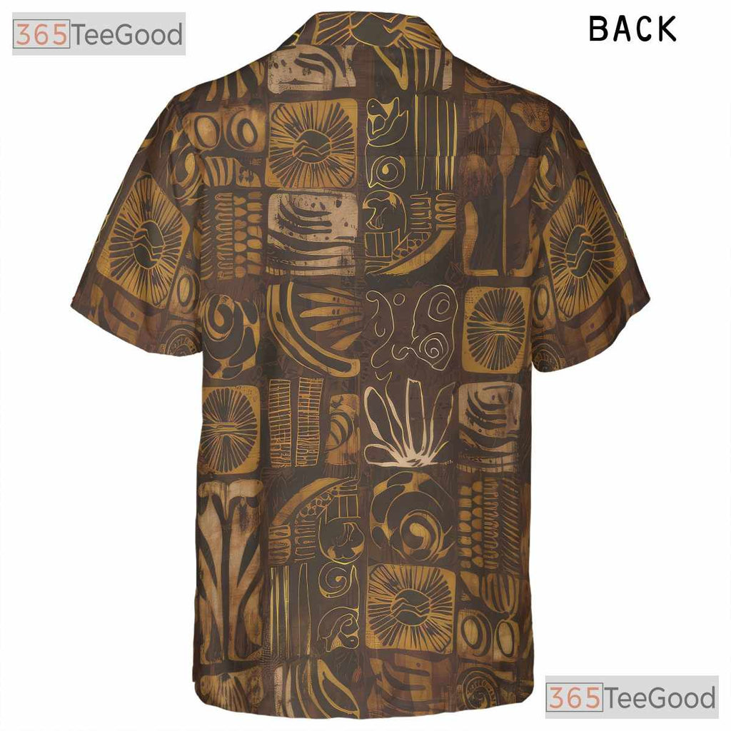 Vintage Polynesian Island Tribal Print Hawaiian Tee Unisex Summer Beach Outfit