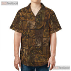 Vintage Polynesian Island Tribal Print Hawaiian Tee Unisex Summer Beach Outfit