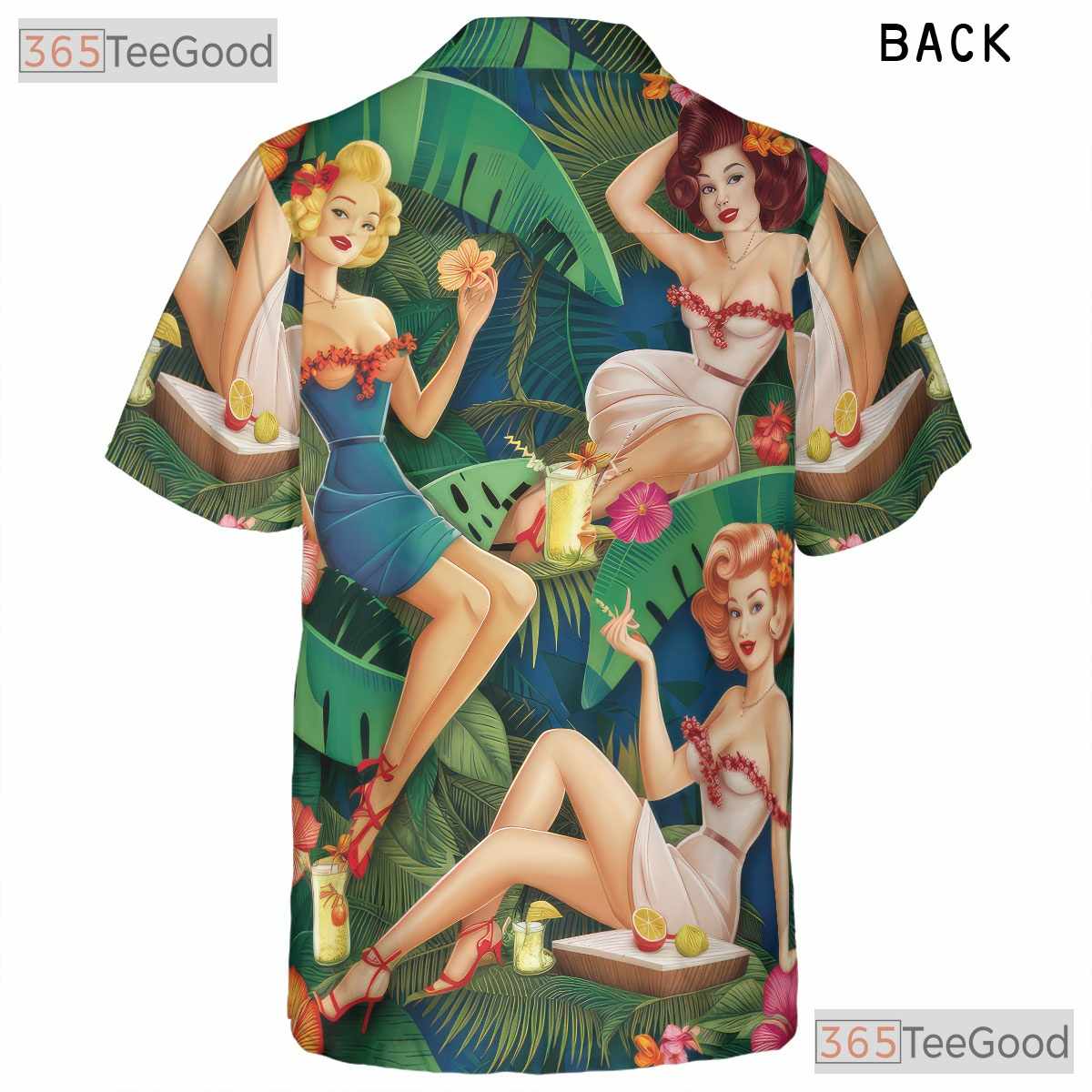 Vintage Retro Pin Up Girls Tiki Aloha Beachwear Hawaiian Shirt Unisex Outfit