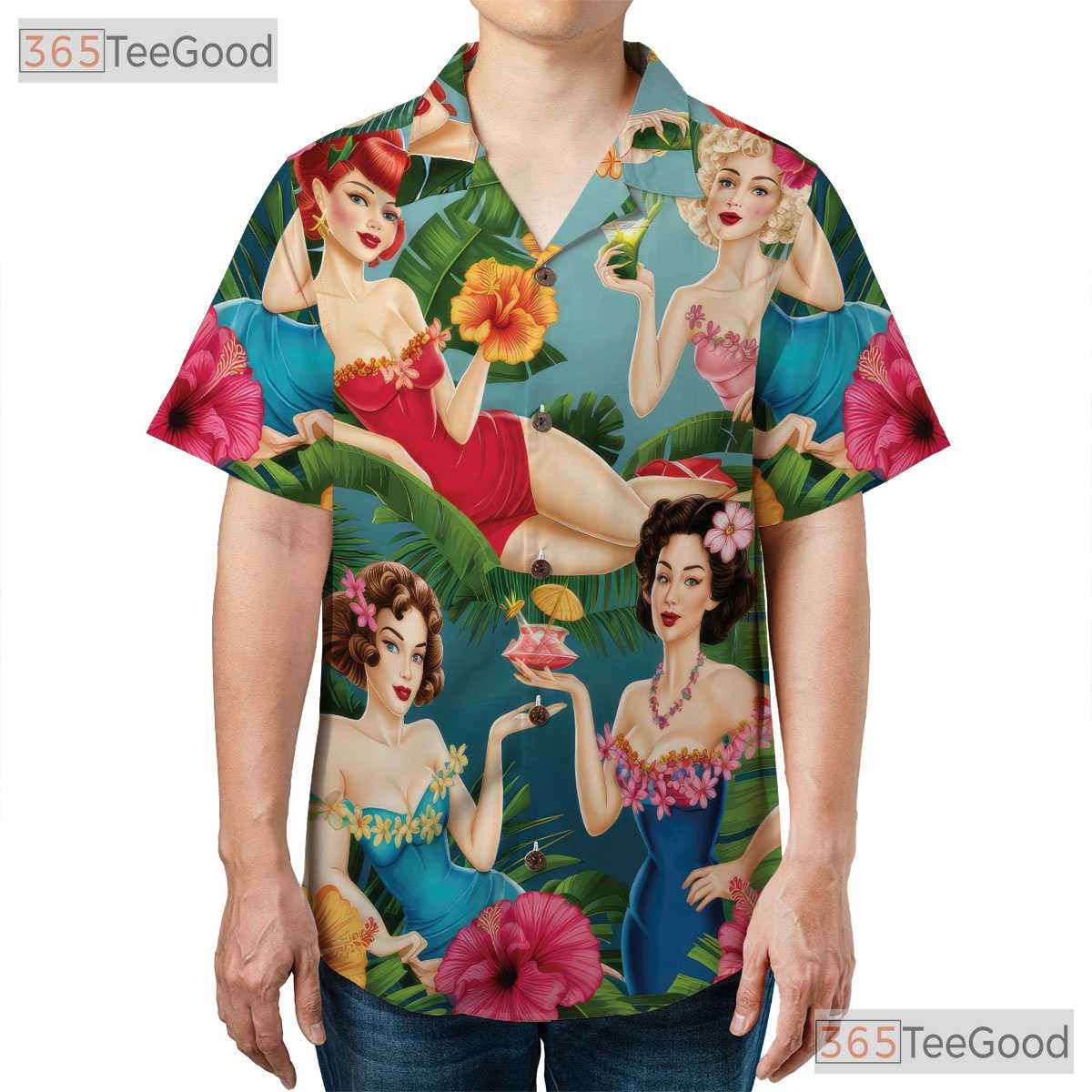 Vintage Retro Pin Up Girls Tiki Vibe Aloha Hawaiian Shirt Unisex Summer Outfit