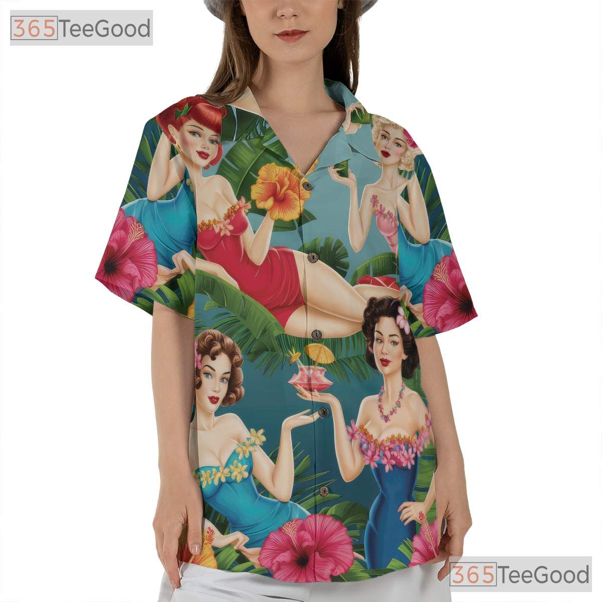 Vintage Retro Pin Up Girls Tiki Vibe Aloha Hawaiian Shirt Unisex Summer Outfit