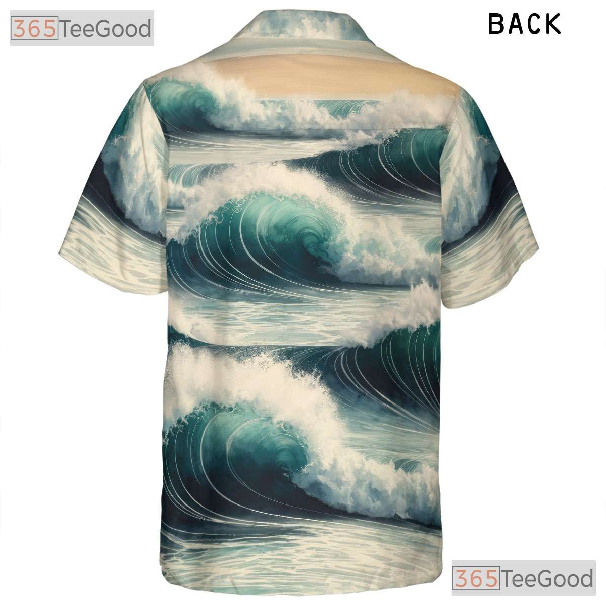 Vintage Watercolor Ocean Wave Hawaiian Shirt- Unisex Surf Beach Aloha Apparel