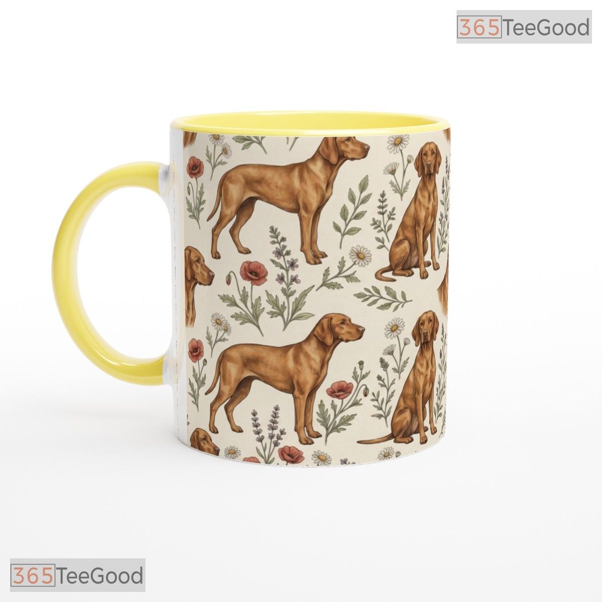 Floral Vizsla Dog Mom Gift Botanical Pet Illustration Colorful Ceramic Accent Coffee Mug