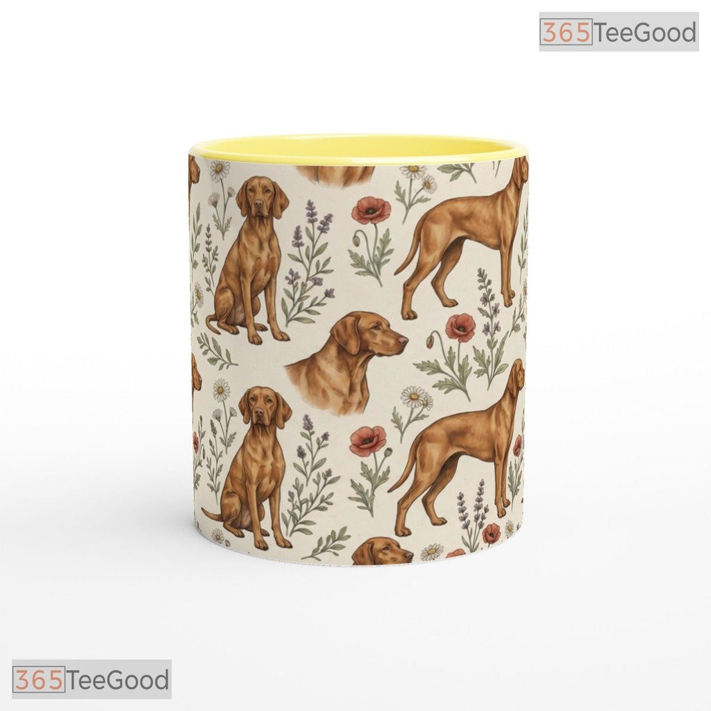 Floral Vizsla Dog Mom Gift Botanical Pet Illustration Colorful Ceramic Accent Coffee Mug