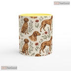 Floral Vizsla Dog Mom Gift Botanical Pet Illustration Colorful Ceramic Accent Coffee Mug