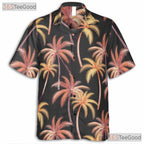 Watercolor Black Palm Tree Hawaiian Shirt- Unisex Tropical Beach Luau Apparel