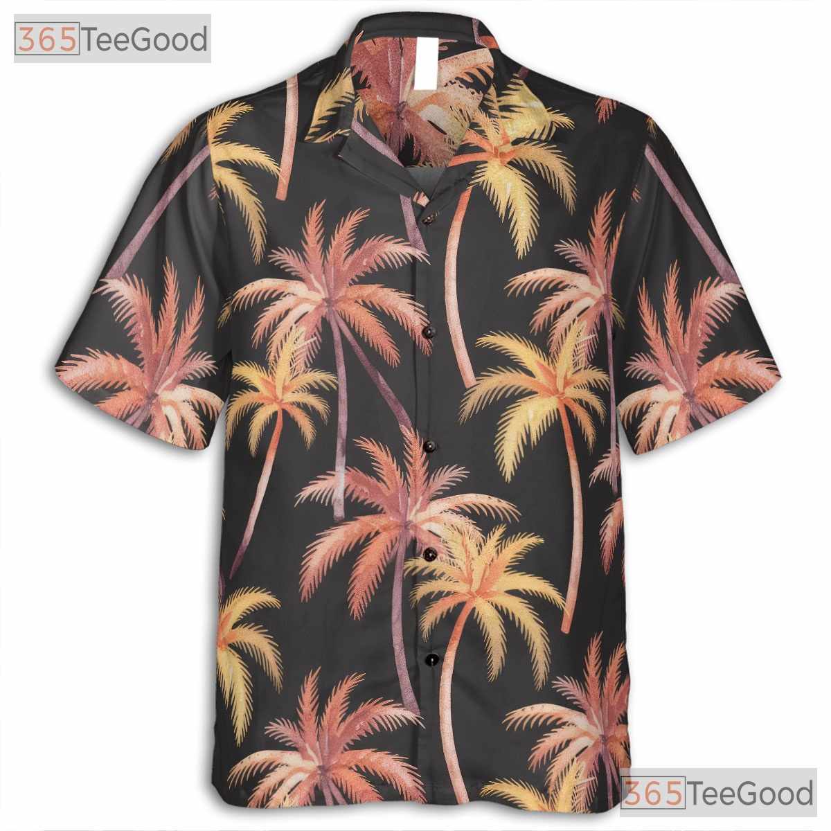 Watercolor Black Palm Tree Hawaiian Shirt- Unisex Tropical Beach Luau Apparel