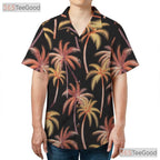 Watercolor Black Palm Tree Hawaiian Shirt- Unisex Tropical Beach Luau Apparel