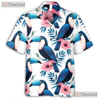 Watercolor Toucan Floral Hawaiian Shirt- Unisex Tropical Summer Aloha Style