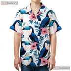 Watercolor Toucan Floral Hawaiian Shirt- Unisex Tropical Summer Aloha Style