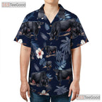 Western Farm Floral Aloha Black Angus Cow Hawaiian Tee Unisex Men Women Outfit