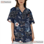 Western Farm Floral Aloha Black Angus Cow Hawaiian Tee Unisex Men Women Outfit