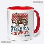 Western Make America Cowboy Again Independence Day Decor Two Tone Ceramic Accent Mug