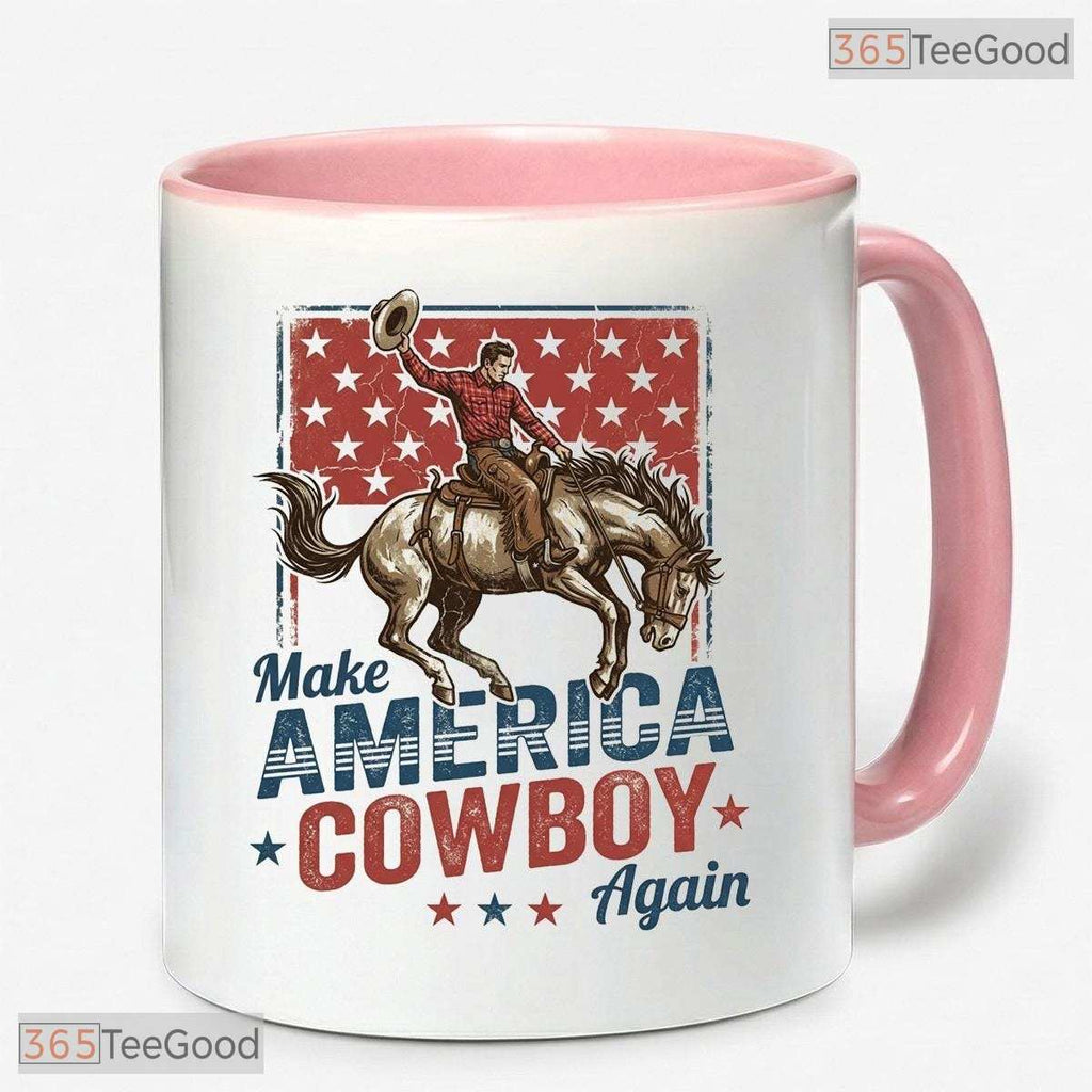 Western Make America Cowboy Again Independence Day Decor Two Tone Ceramic Accent Mug