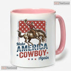 Western Make America Cowboy Again Independence Day Decor Two Tone Ceramic Accent Mug