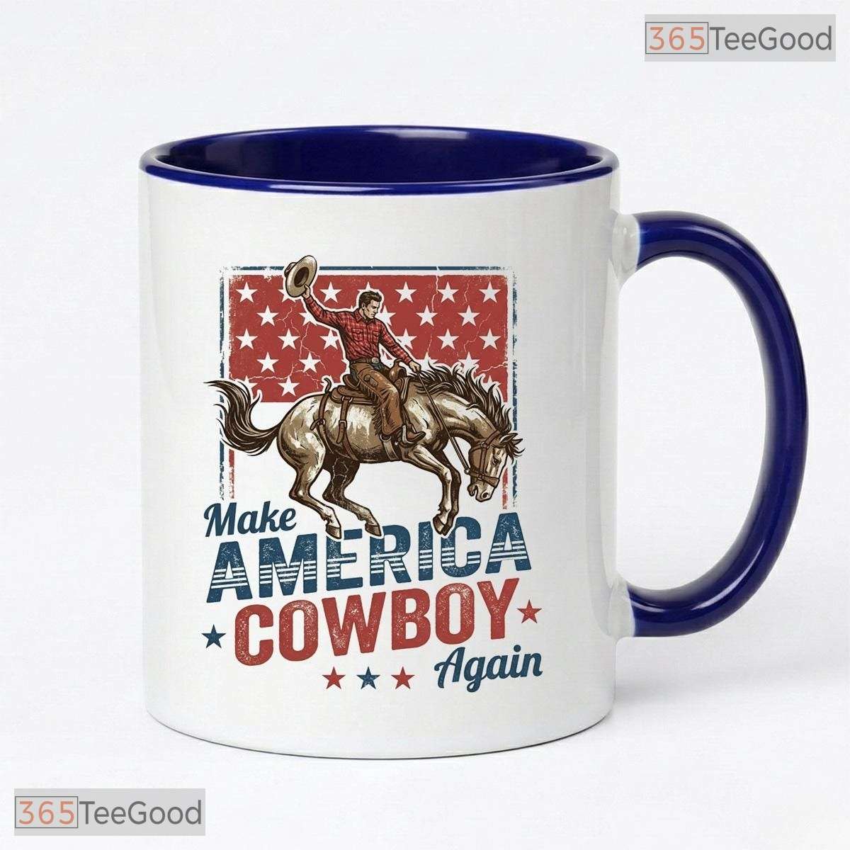 Western Make America Cowboy Again Independence Day Decor Two Tone Ceramic Accent Mug