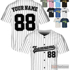 White and Black Baseball Jersey Tee - Customize Name, Number, or Team Logo
