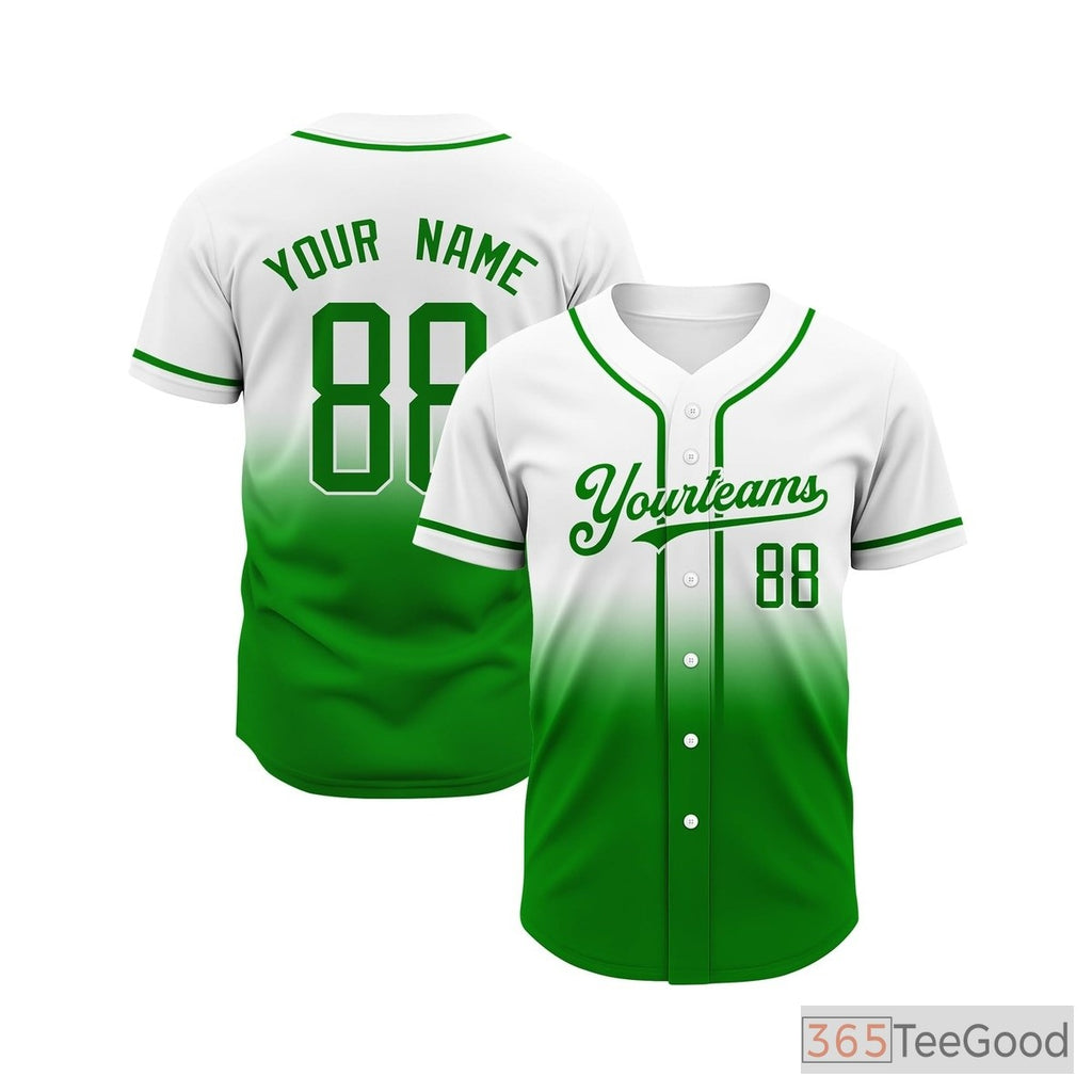 White and Green Baseball Jersey Tee for Men & Women - A fresh canvas for custom apparel