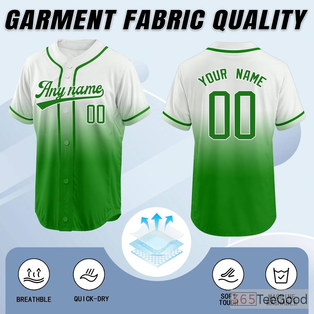 White and Green Baseball Jersey Tee for Men & Women - A classic blend for casual style
