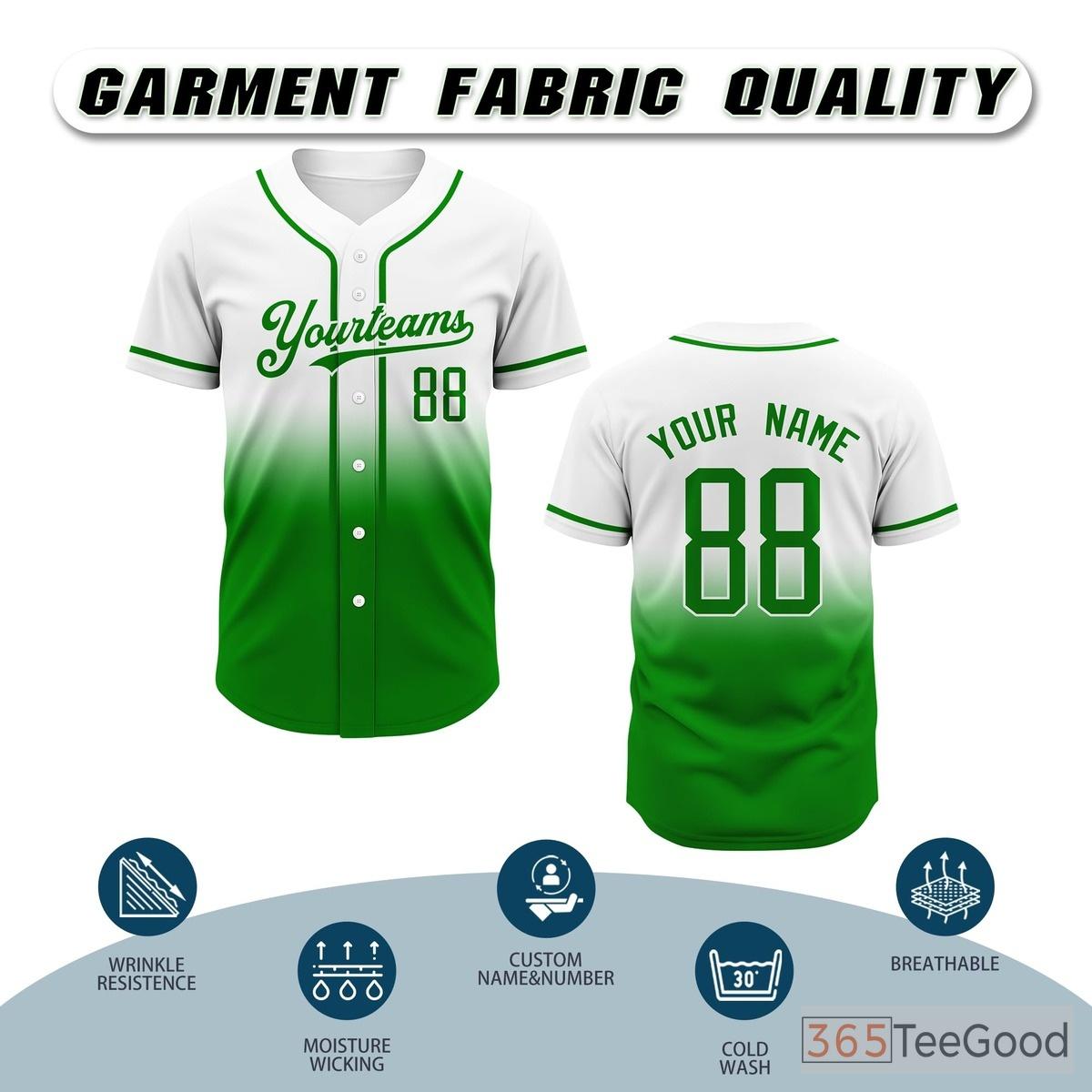 White and Green Baseball Jersey Tee for Men & Women - A fresh canvas for custom apparel