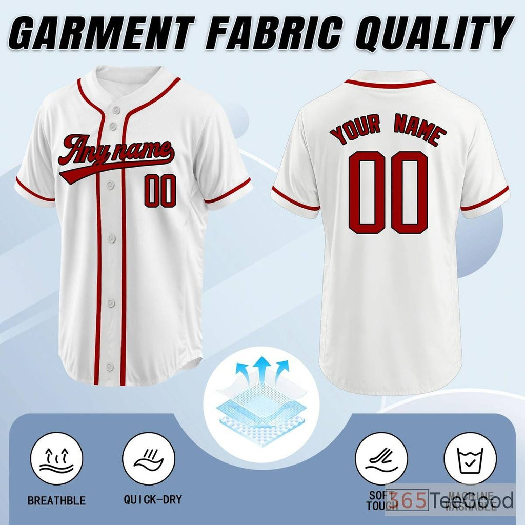 White and Red Baseball Jersey Tee for Men & Women - Perfect for a sporty casual look