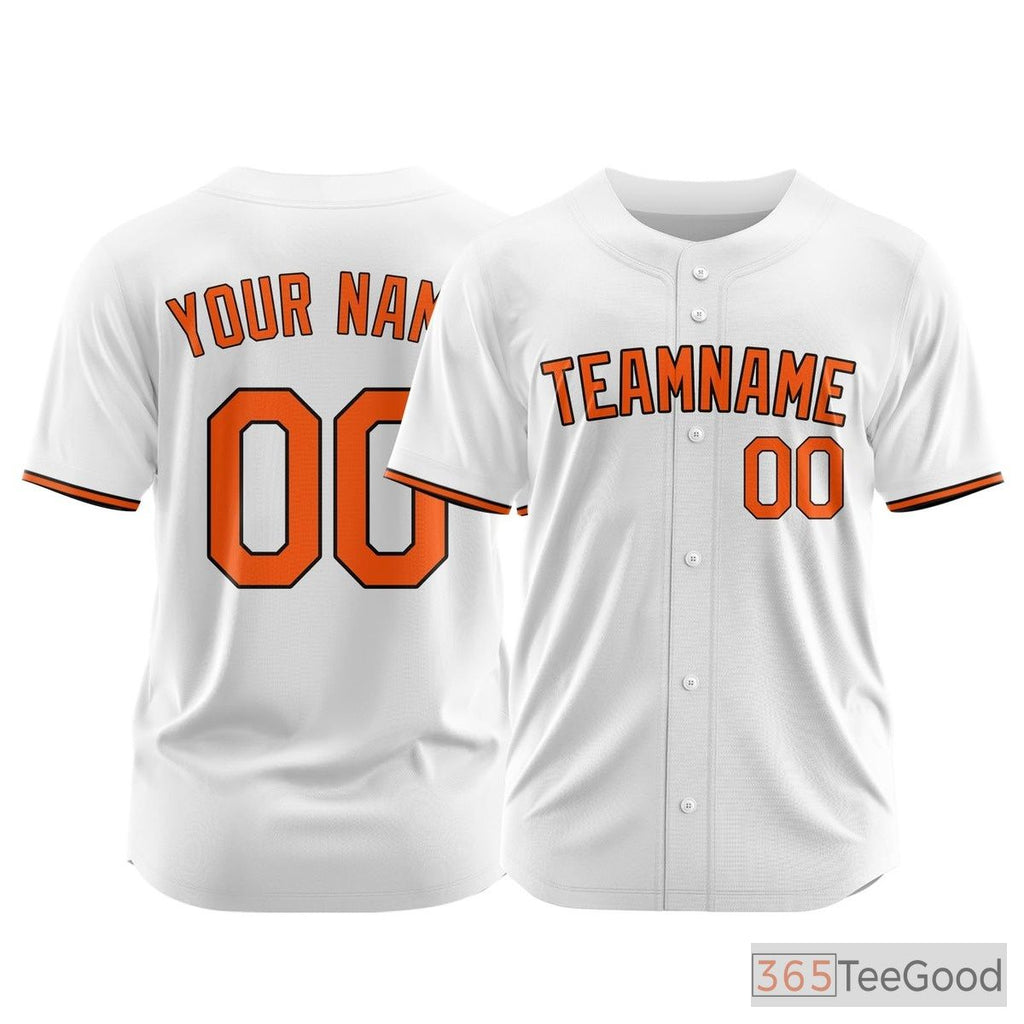 White Baseball Jersey Tee Custom Team Name & Number, Printed or Stitched for Men Women