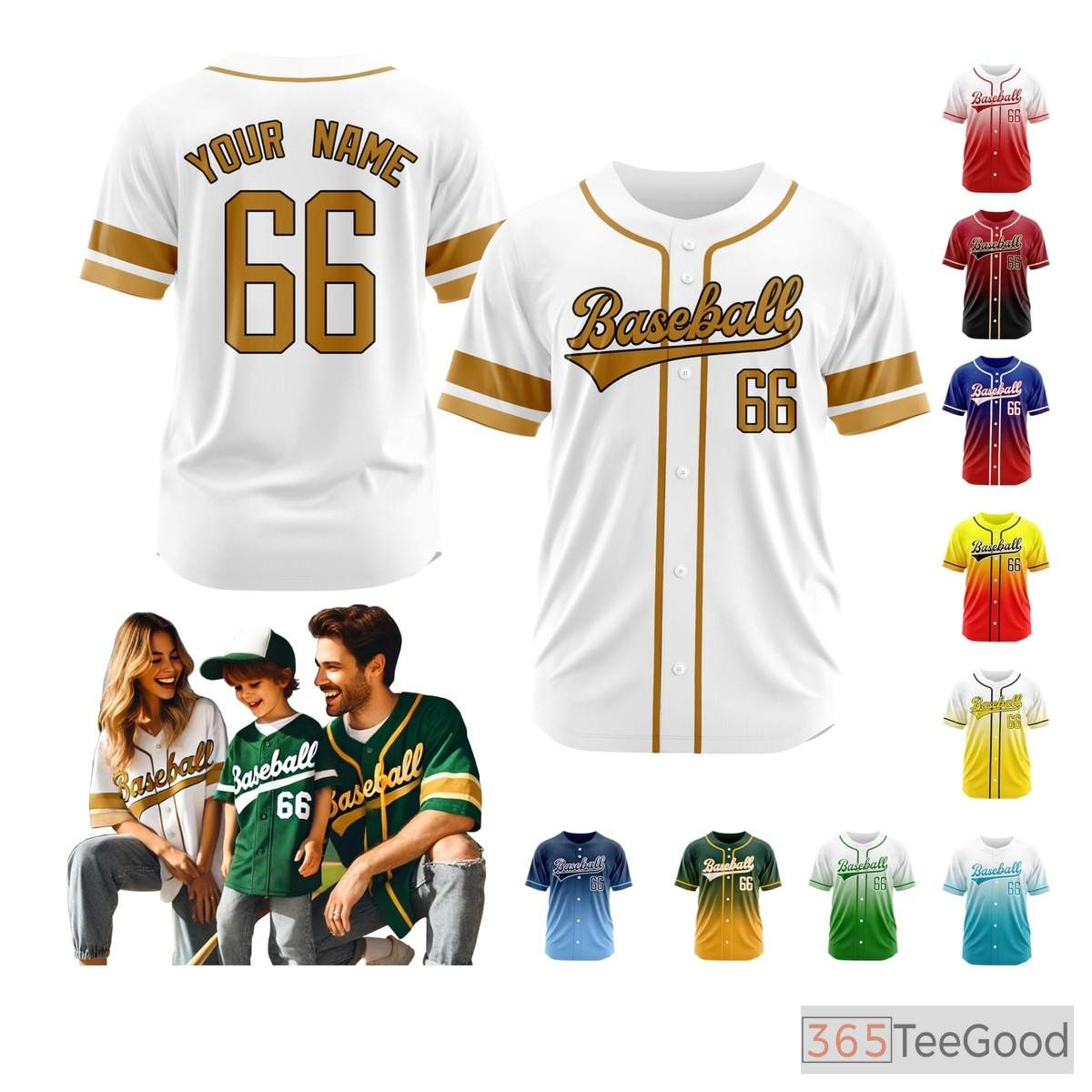 White Baseball Jersey Tee for Men & Women - Design Your Stitched Name & Number