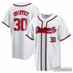 White Baseball Jersey Tee for Men & Women with Your Personalized Name, Number & Logo
